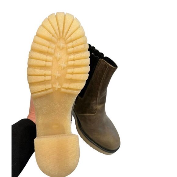 Free People James Chelsea Boot Booties Size 40 10 Deep Khaki Leather New - Picture 5 of 8